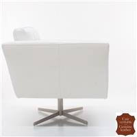 Fauteuil pivotant design en cuir de vachette blanc Capri