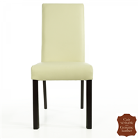 2 chaises en cuir de vachette pleine fleur beige Florence