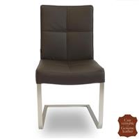 2 chaises en cuir de vachette pleine fleur marron Turin