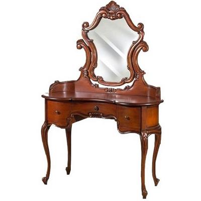 Coiffeuse style anglais rococo en acajou avec miroir Dundee