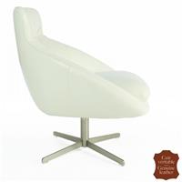 Fauteuil pivotant en cuir de vachette blanc Catane