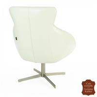 Fauteuil pivotant en cuir de vachette blanc Catane