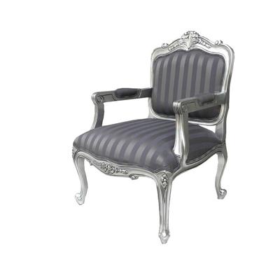 Fauteuil cabriolet style Louis XV en acajou argenté à la feuille