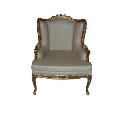 Bergère style Louis XV en acajou doré à la feuille