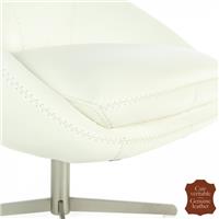 Fauteuil pivotant en cuir de vachette blanc Catane