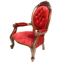 2 fauteuils style Louis-Philippe en velours rouge