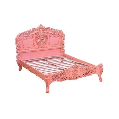 Lit baroque en acajou rose barbie Chambord