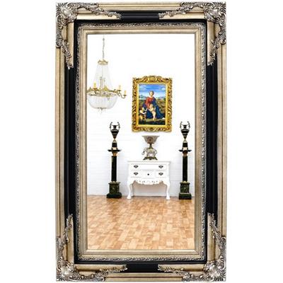 Grand miroir baroque 152x92 cm noir et argent Talcy