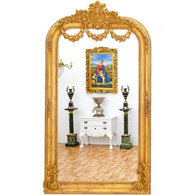 Grand miroir baroque Louis XV bois doré 220x120 Malmaison