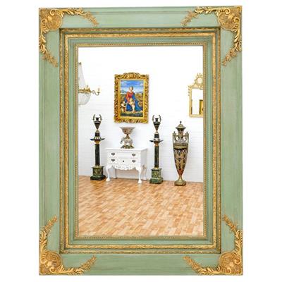 Miroir style Empire 125x95 cm en bois vert et doré Auberoche