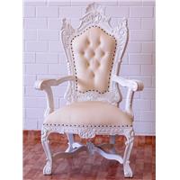 Trône royal rococo 150 cm en acajou blanc Bagatelle