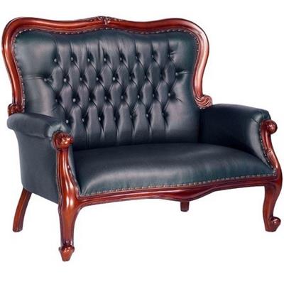 Canapé style anglais victorien en acajou massif Chesterfield