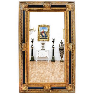 Grand miroir baroque en bois doré et noir 160x98 cm Ecouen