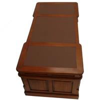 Bureau style anglais victorien 180 cm en acajou plateau marron Bristol