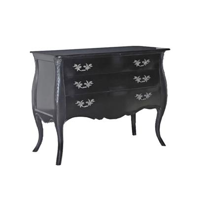 Commode baroque galbée style Louis XV en acajou massif noir Cazenac