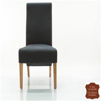 2 chaises contemporaines en cuir de vachette noir Parme