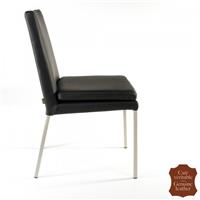 2 chaises en cuir pleine fleur de vachette noir Bari