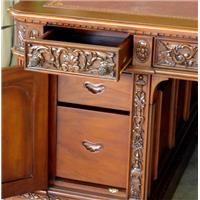 Bureau Resolute Desk en acajou massif plateau rouge