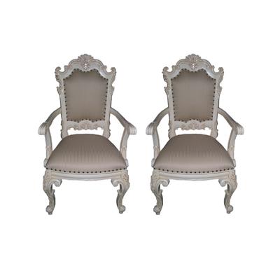 Fauteuils cabriolet style Queen Anne en acajou blanc