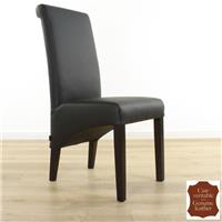 2 chaises en cuir pleine fleur de vachette noir Milan