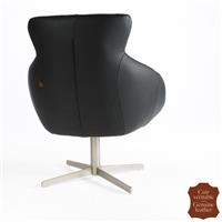 Fauteuil contemporain pivotant en cuir de vachette noir Catane