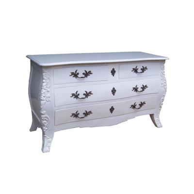 Commode galbée en acajou massif blanc style Shabby Chic Ourbise