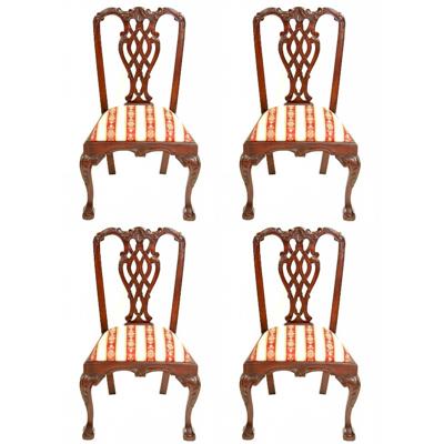 4 chaises repas style Chippendale en acajou