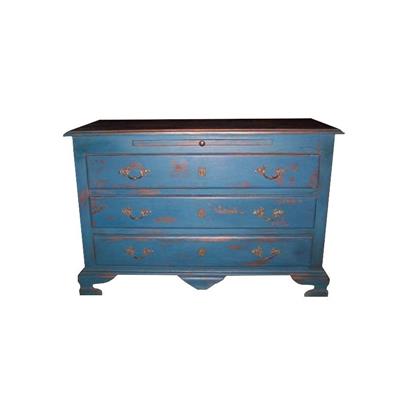 Commode baroque en acajou massif patiné bleu Lormont