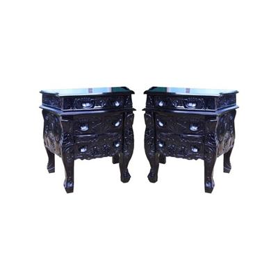 Paire de tables de chevet rococo en acajou noir Chambord