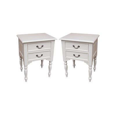 2 tables de chevet style Shabby Chic en acajou blanc Villebon