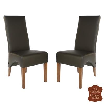 2 chaises restaurant en cuir de vachette brun Parme