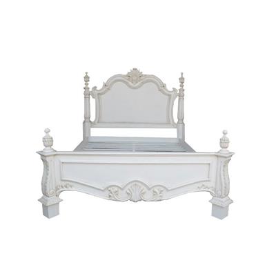 Lit baroque style Shabby Chic en acajou blanc Arezzo