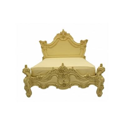 Lit rococo baroque en acajou crème Kerjean